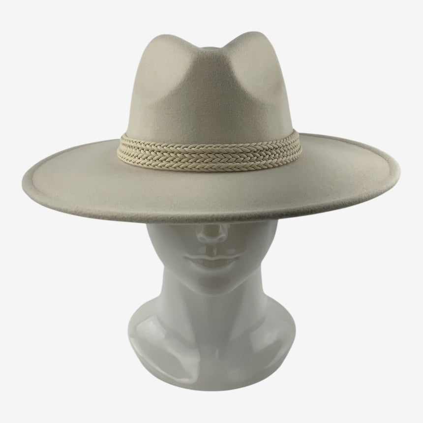 Wide-Brim Wool Felt Fedora with Braided Cord Band | Hats