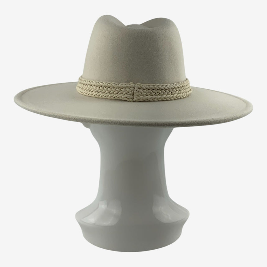 Wide-Brim Wool Felt Fedora with Braided Cord Band | Hats
