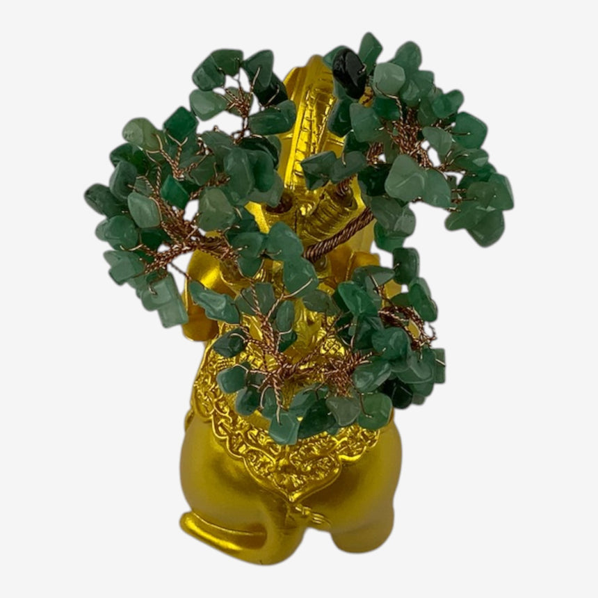 Gold Elephant Figurine with Quartz Gemstone Money Tree | Home Decor