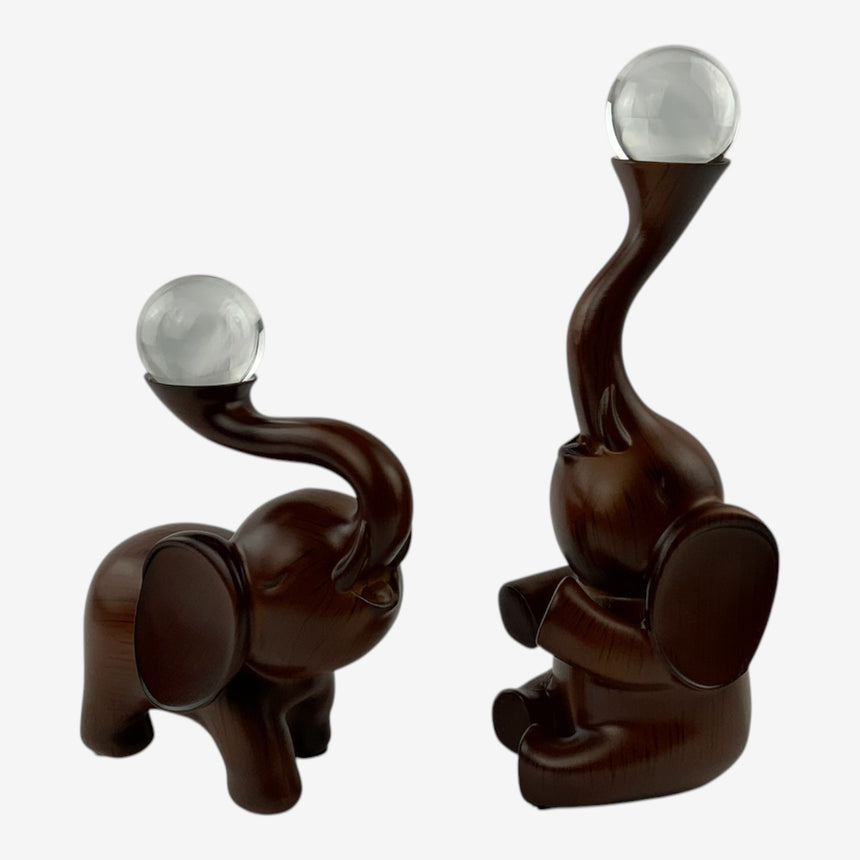 Elephant Figurines with Glass Spheres | Home Decor