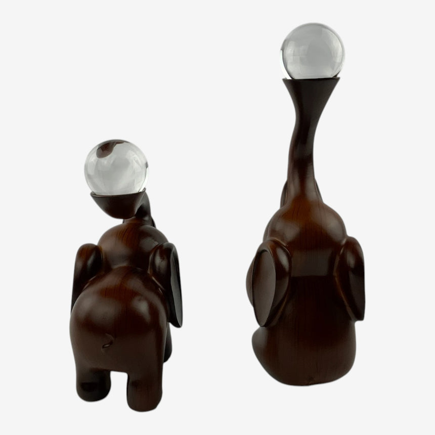 Elephant Figurines with Glass Spheres | Home Decor