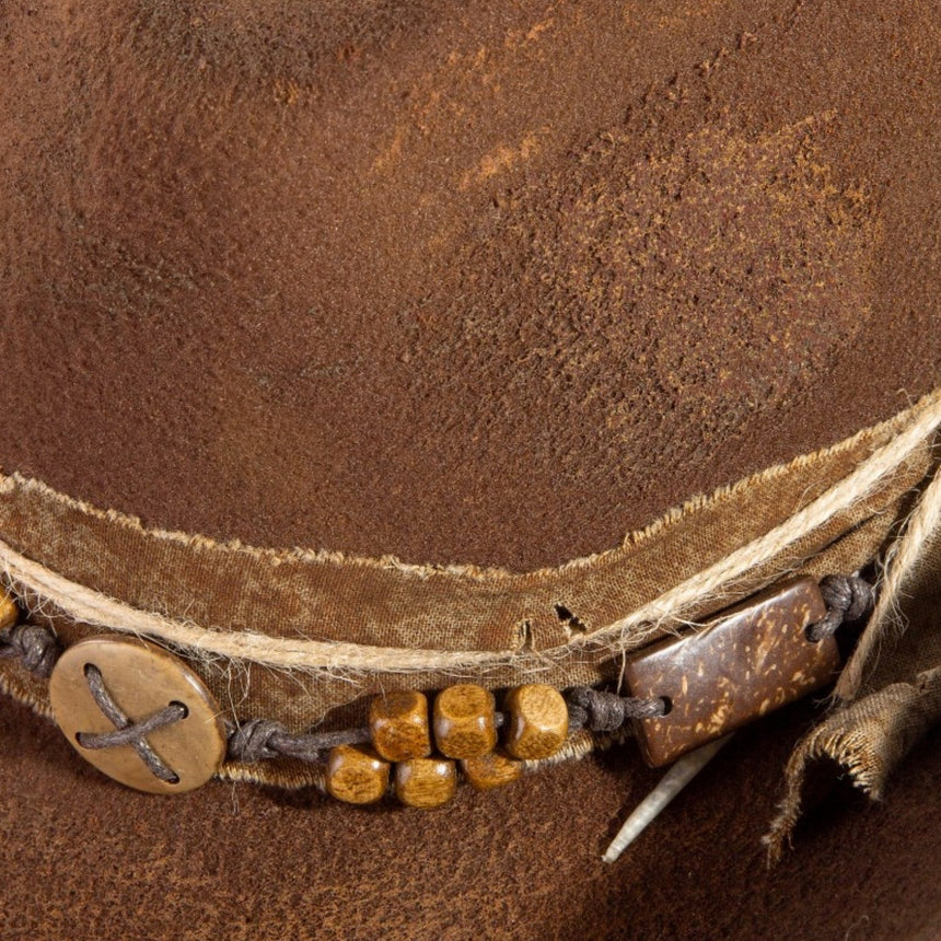 Cowboy Hat in Suede with Rustic Twine & Beaded Band | Hats