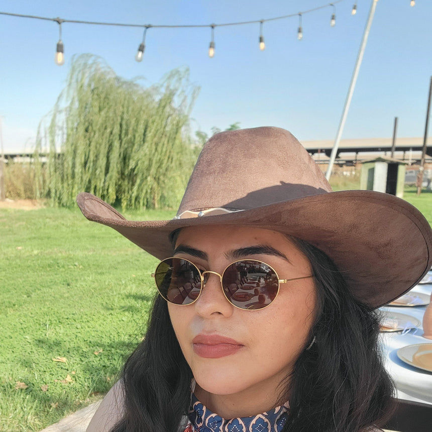 Cowboy Western Hat — Wool Felt, Upturned Brim in Brown | Hats