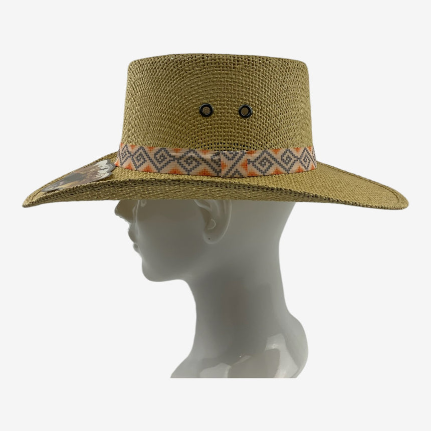Ventilated Crown, Pattern Band Wide-Brim Straw Bolero | Hats
