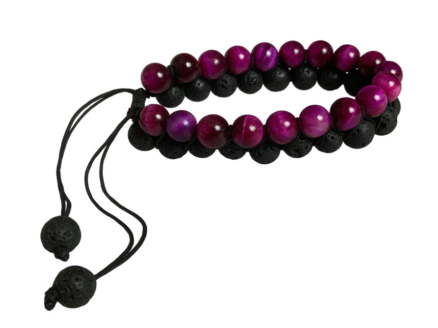 Lava with Pink Cat Eye | Bracelet