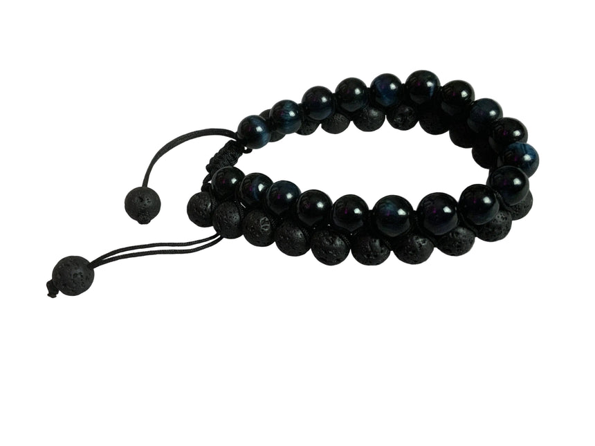 Lava with Dark Blue Cat Eye | Bracelet
