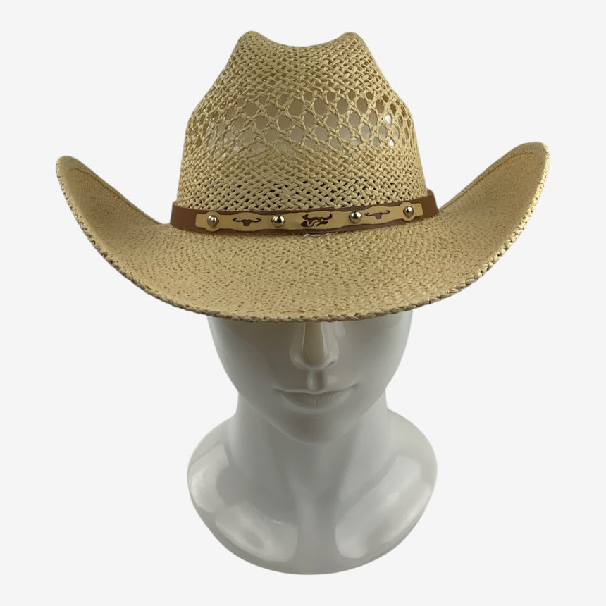 Breathable Straw Western — Open-Weave Crown & Curved Brim | Hats