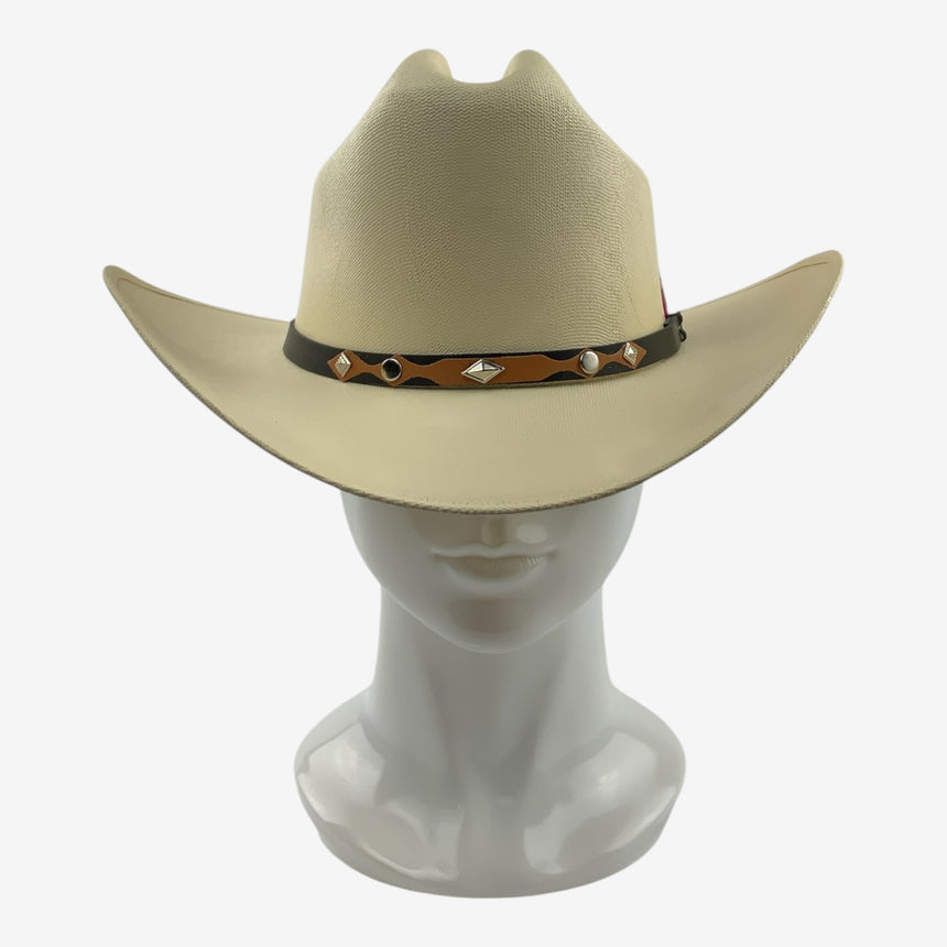 Cream Shantung Straw Western — Structured Brim, Feather Accent | Hats