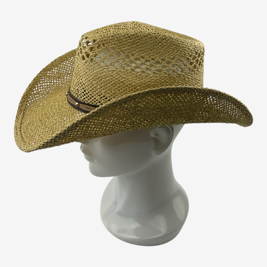 Vented Straw Western Style, Open-Weave Crown & Curved Brim | Hats