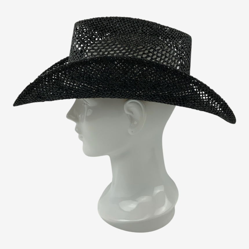 Black Open-Weave Western — Breathable Crown, Braided Band | Hats