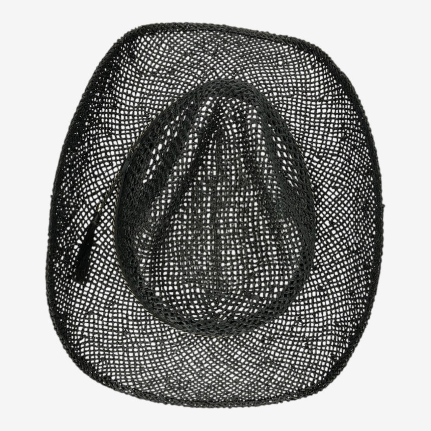 Black Open-Weave Western — Breathable Crown, Braided Band | Hats