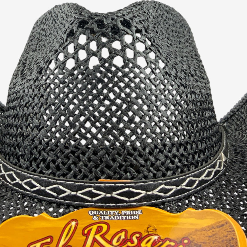 Black Open-Weave Western — Breathable Crown, Braided Band | Hats