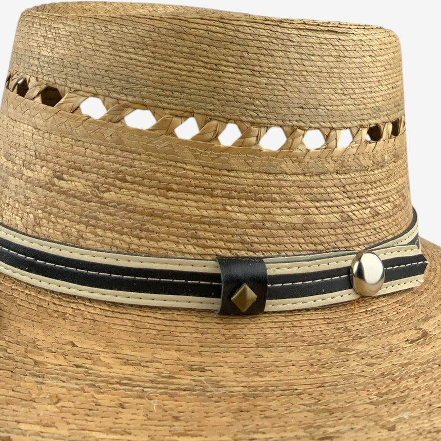 Palm Straw Gambler — Wide Brim, Vent Row Crown, Adjustable Chin Cord | Hats