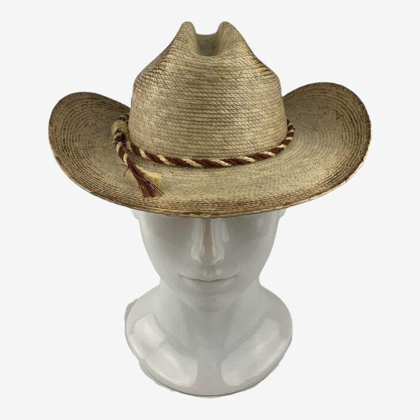Kids Palm Straw Cowboy Hat with Rope Hatband, Distressed | Hats