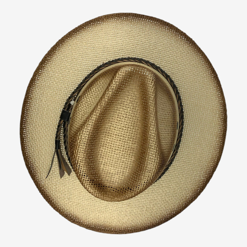 Wide-Brim Woven Straw Safari — Burnt Edge & Braided Band | Hats