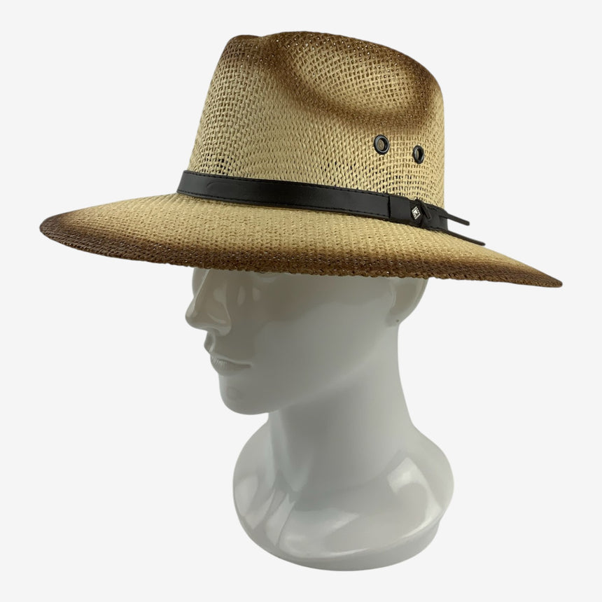 Wide-Brim Woven Straw Safari — Burnt Edge & Braided Band | Hats