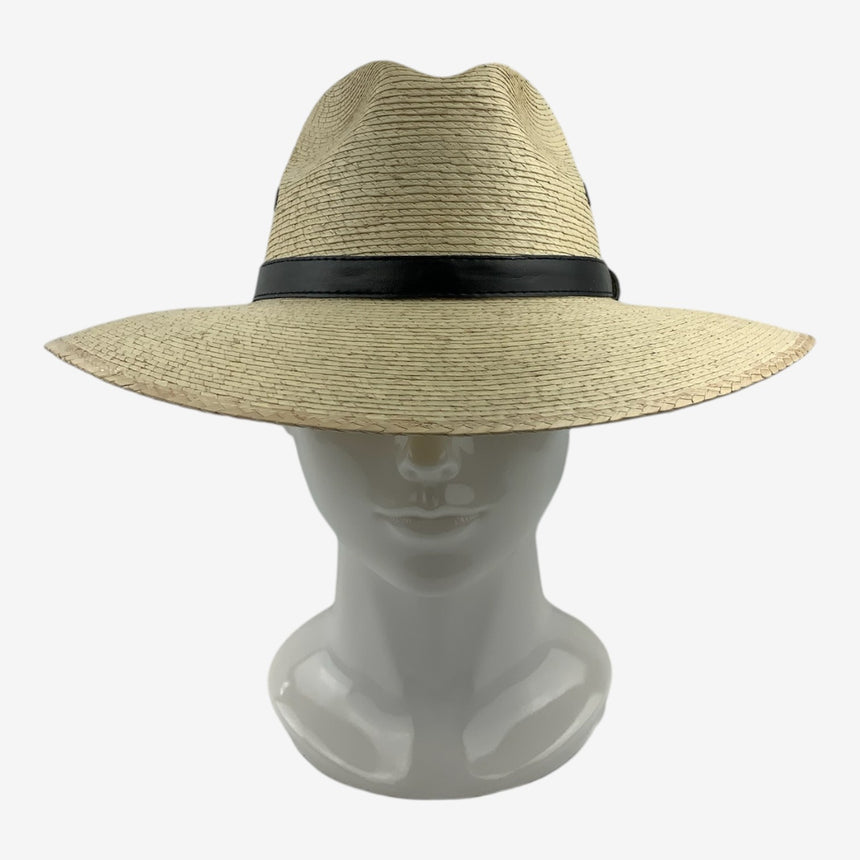 Wide-Brim Palm Straw Safari Hat with Leather Band | Hats