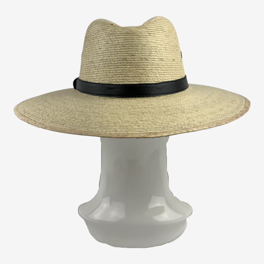 Wide-Brim Palm Straw Safari Hat with Leather Band | Hats