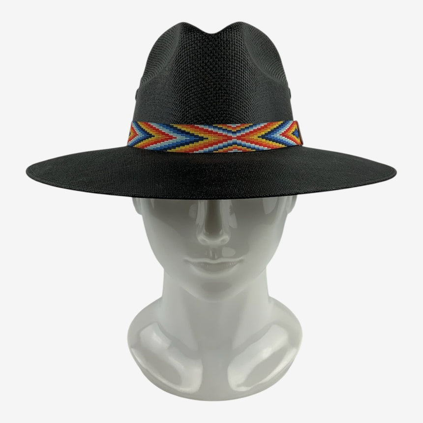 Wide-Brim Western Straw Hat with Colorful Beaded Band | Hats