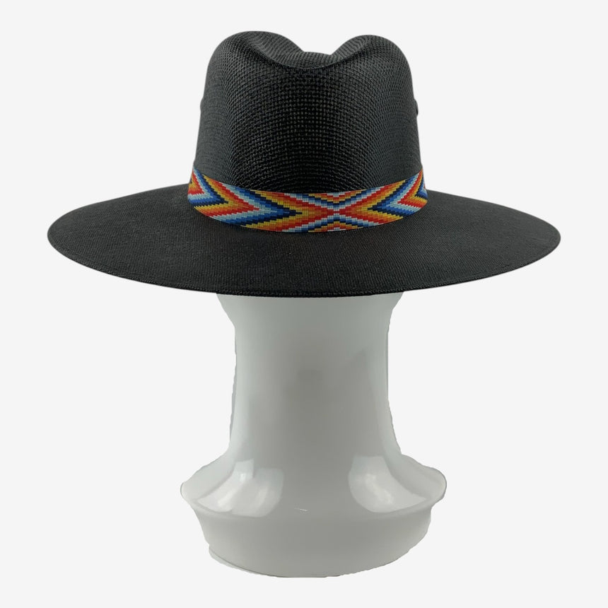 Wide-Brim Western Straw Hat with Colorful Beaded Band | Hats