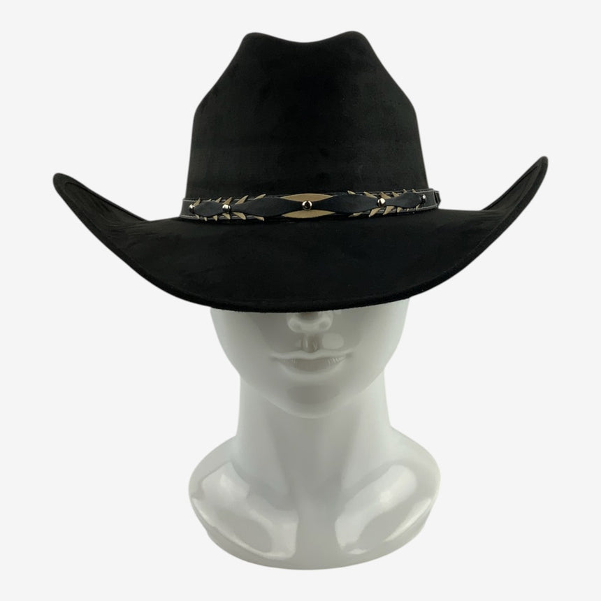 Black Felt Wide-Brim Western with Studded Leather Band | Hats