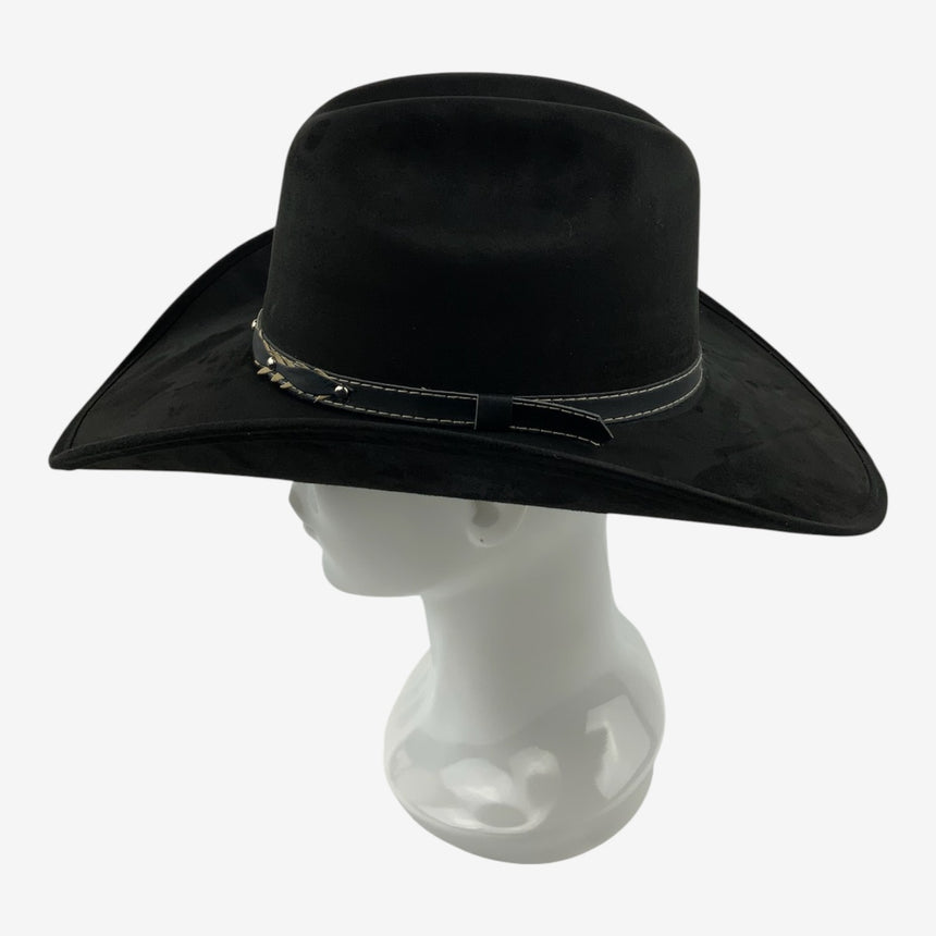Black Felt Wide-Brim Western with Studded Leather Band | Hats