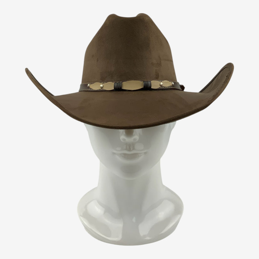 Cowboy Western Hat — Wool Felt, Upturned Brim in Brown | Hats