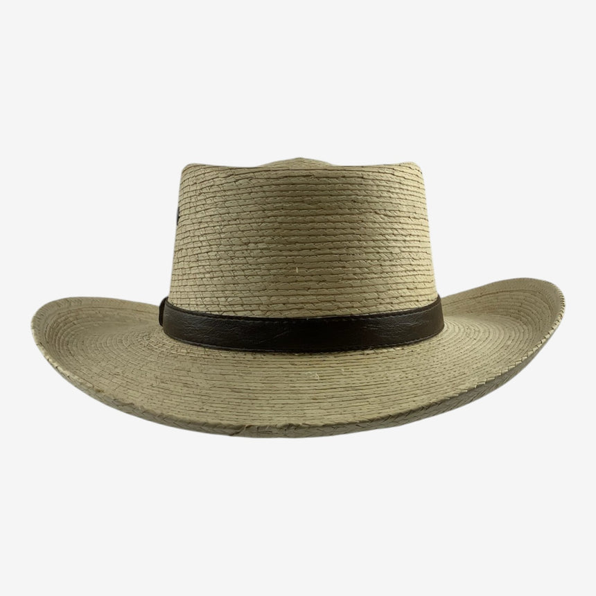 Woven Palm Straw Western Hat with Leather Band & Vent Eyelets | Hats