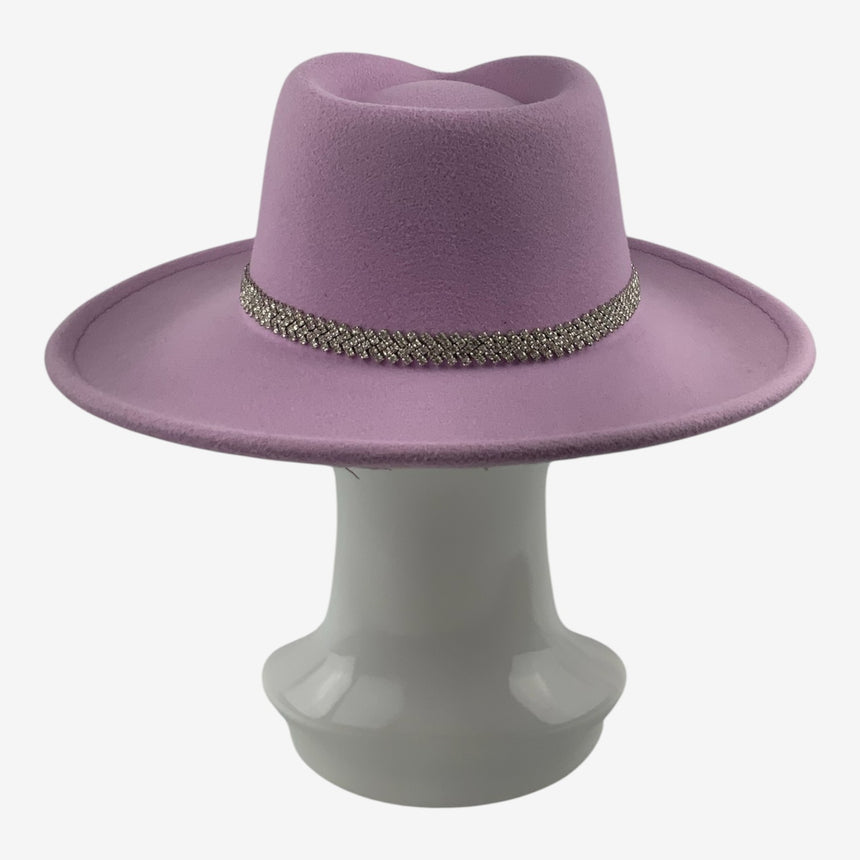 Wide-Brim Felt Fedora — Sparkling Rhinestone Hatband | Hats