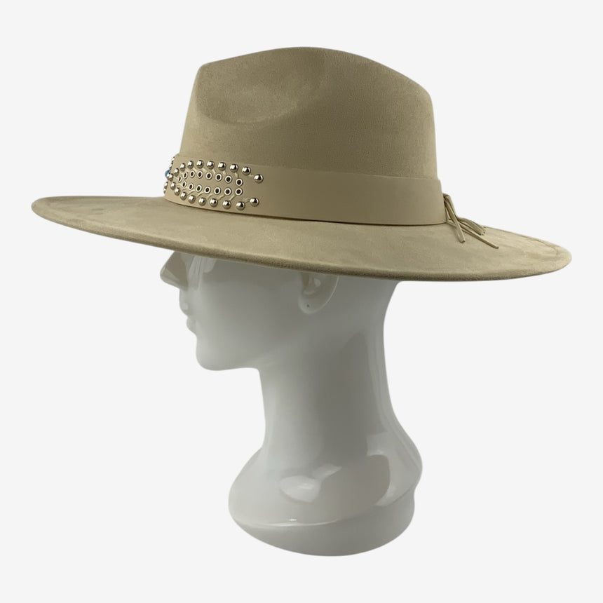 Wide-Brim Wool Felt Rancher Hat with Studded Turquoise Band | Hats