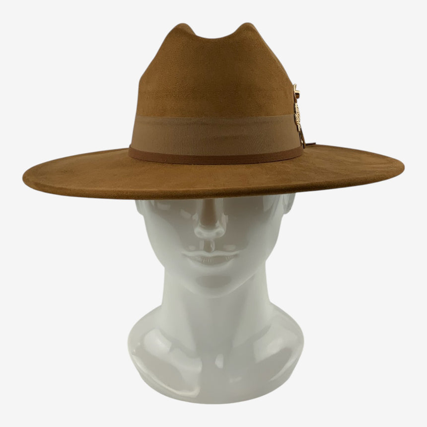 Wide-Brim Wool Felt Rancher Hat with Western Charm Pins | Hats