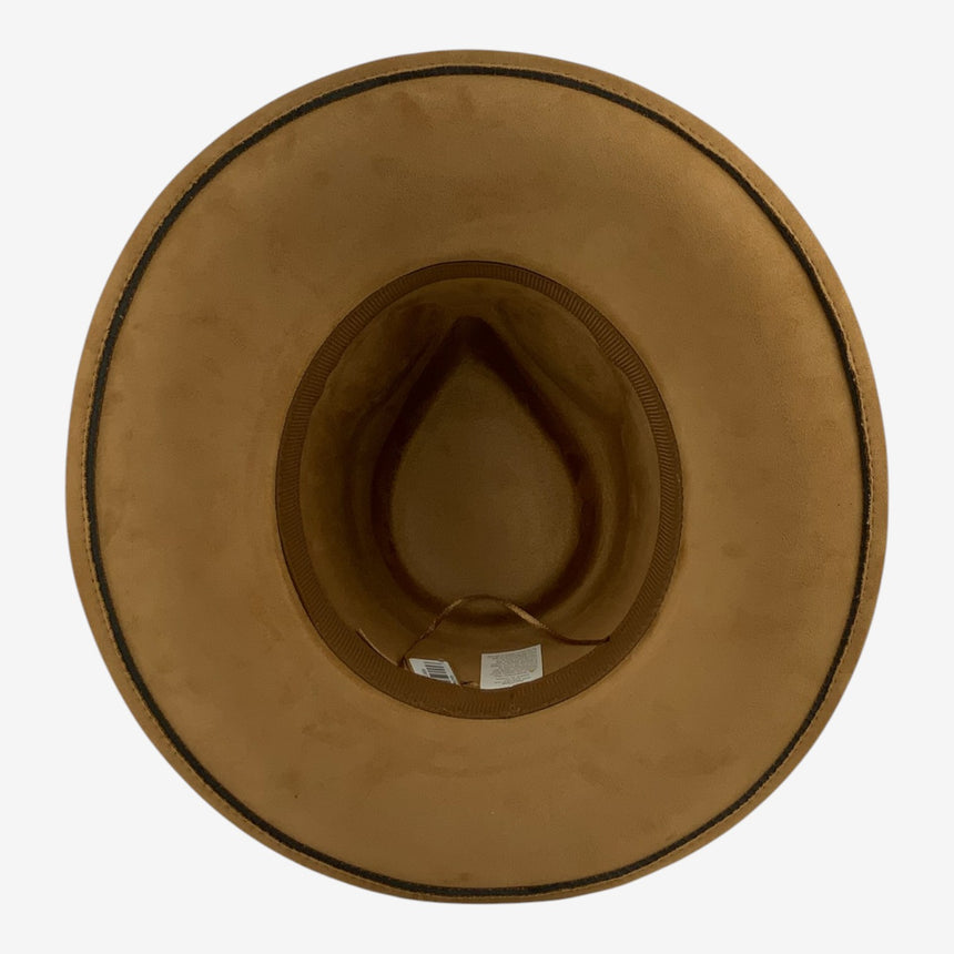 Wide-Brim Wool Felt Fedora with Embroidered Floral Band | Hats