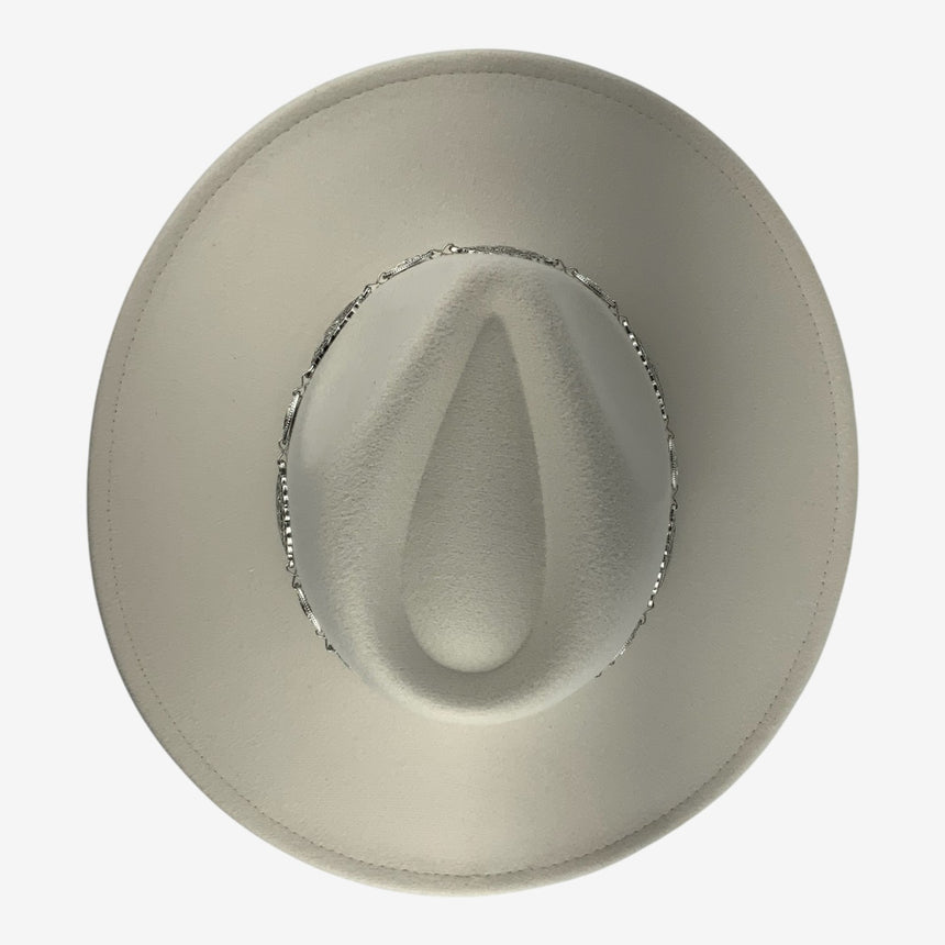 Wide-Brim Wool Felt Fedora with Silver Concho Band | Hats