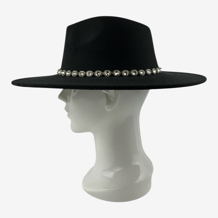 Wool Felt; Glass Rhinestones; Silver-Tone Alloy Settings