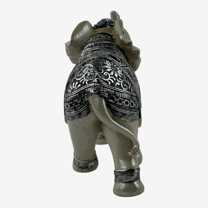 Silver Elephant Figurine with Openwork Saddle | Home Decor