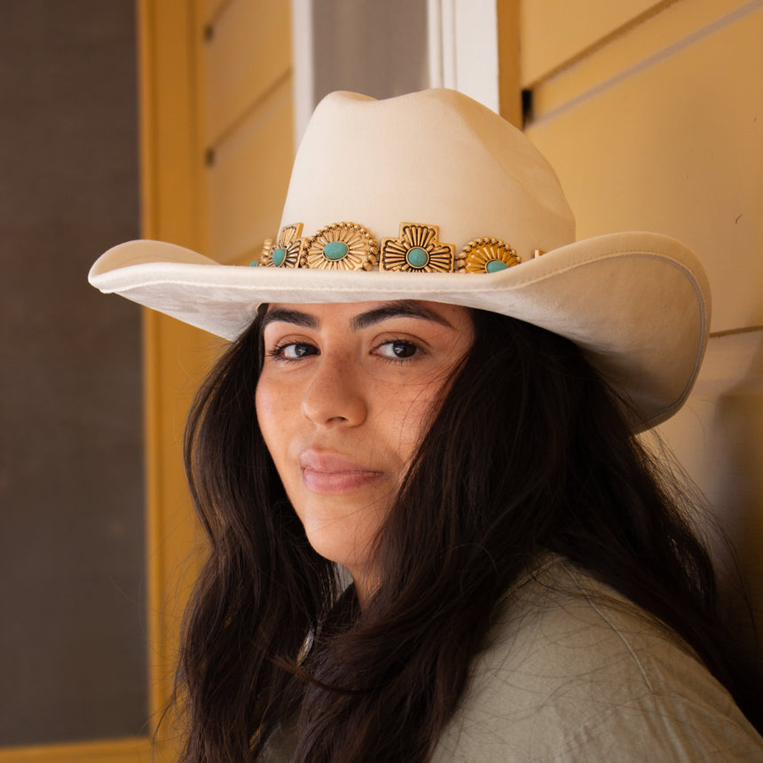 Western Cowboy Hat in Felt with Turquoise Concho Band | Hats