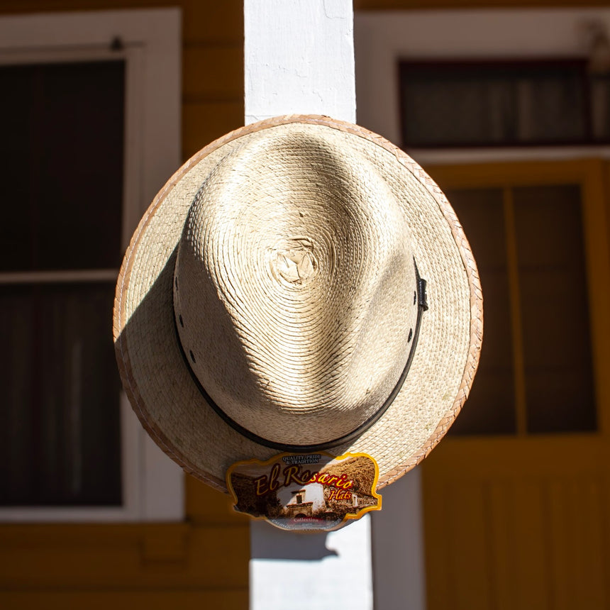 Woven Straw Fedora Hat with Vent Eyelets & Black Band | Hats