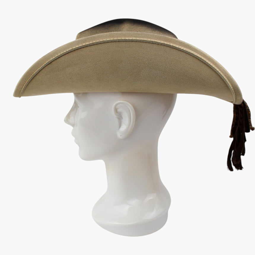 Braided-Cord Faux-Suede Western hat, Sand colorway in profile showing the pale crown standing above the brim