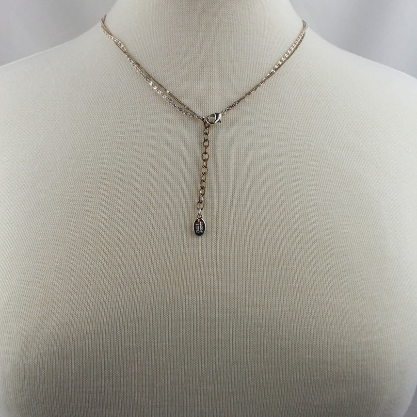 Blue Nugget Necklace Set — Silver-Tone Chains, Faceted Point, clasp and extender with small charm at the back