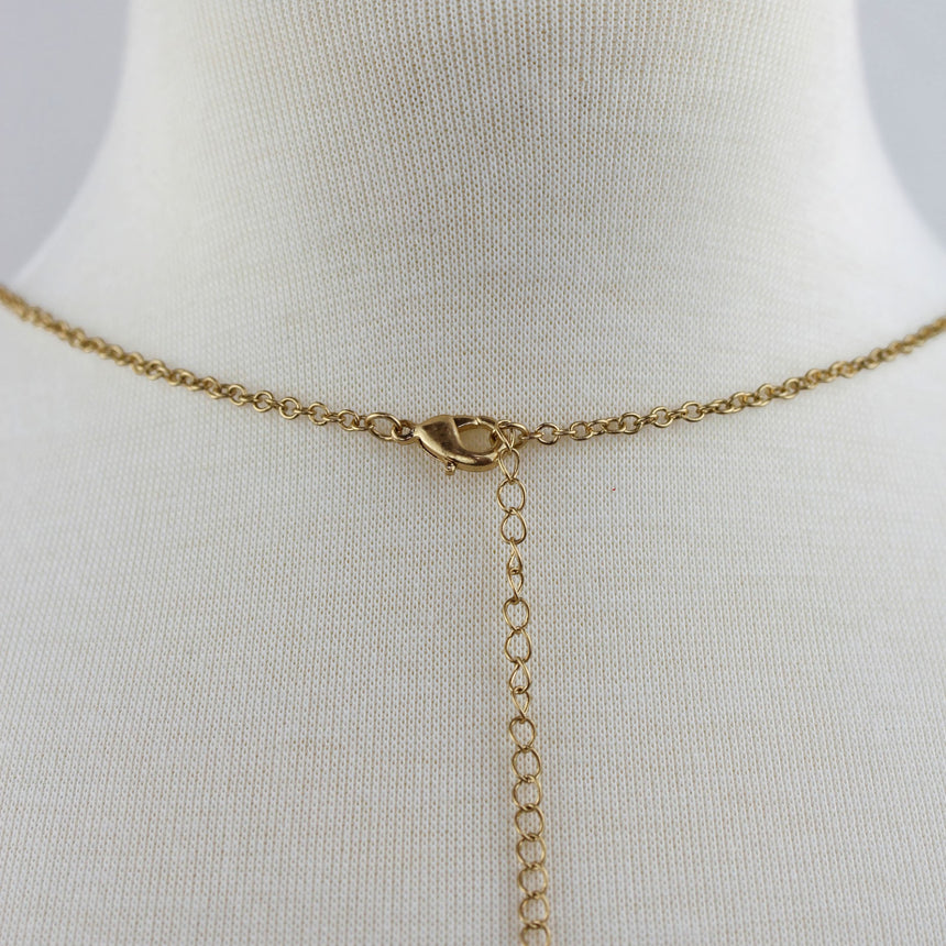 Champagne Tassel Fan Necklace — Glass Crystal Beads, Silk Tassels, lobster clasp and extender chain at the back